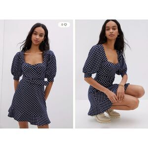 NWT Hutch Jenessa Polka Dot Mini Dress Mod Floral Navy Women's Size 6